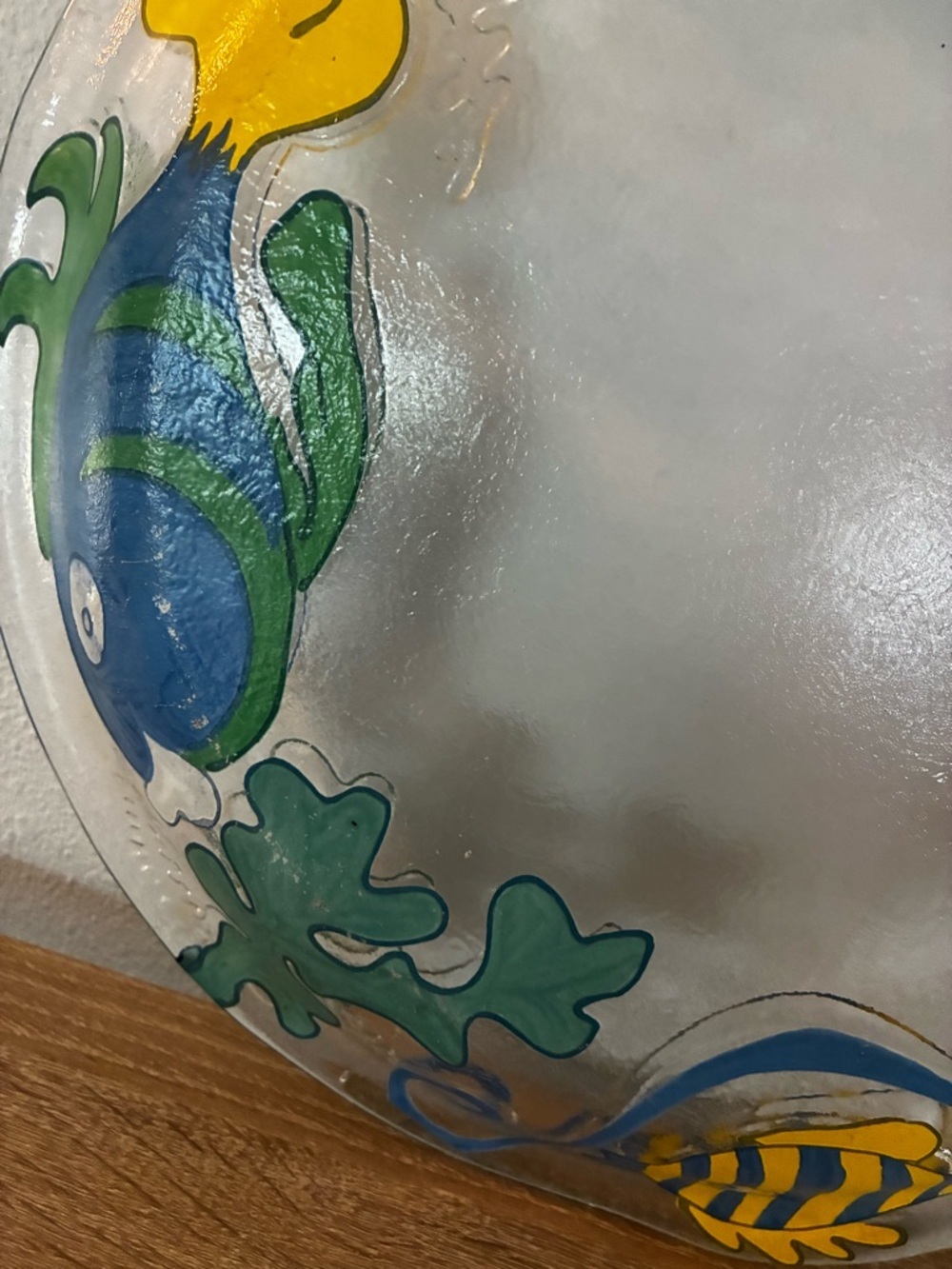 15” Reverse Painted Glass Platter Tropical Fish Coastal Nautical Decor - Picture 5 of 7